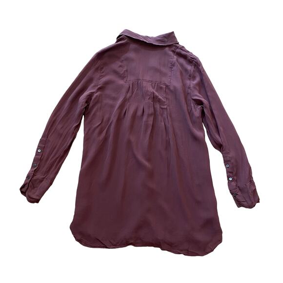 Soft Surrounding Button-Down Top Eggplant M/L Sheer Layered Mauve Purple - Picture 4 of 4